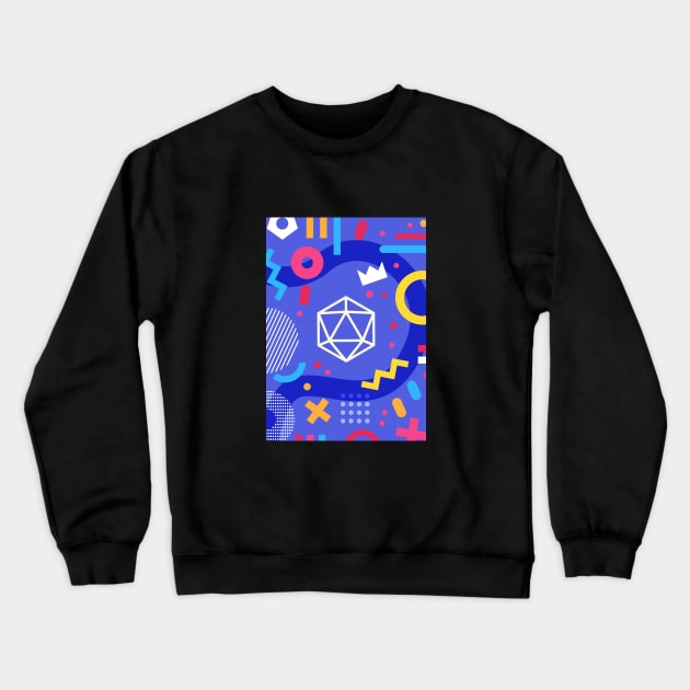 Polyhedral Dice Set Memphis Design Purple Tabletop RPG Crewneck Sweatshirt by dungeonarmory